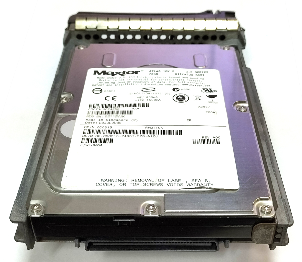 DELL 0CC315 (Maxtor ATLAS 10KV 8D073J0) 73GB Ultra320 SCSI SCA 10000rpm マウンタ付