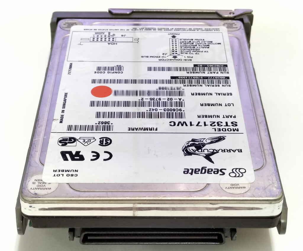 Sun X5161A 370-2365 (Seagate ST32171WC) 2.1GB Ultra SCSI SCA 7200rpm