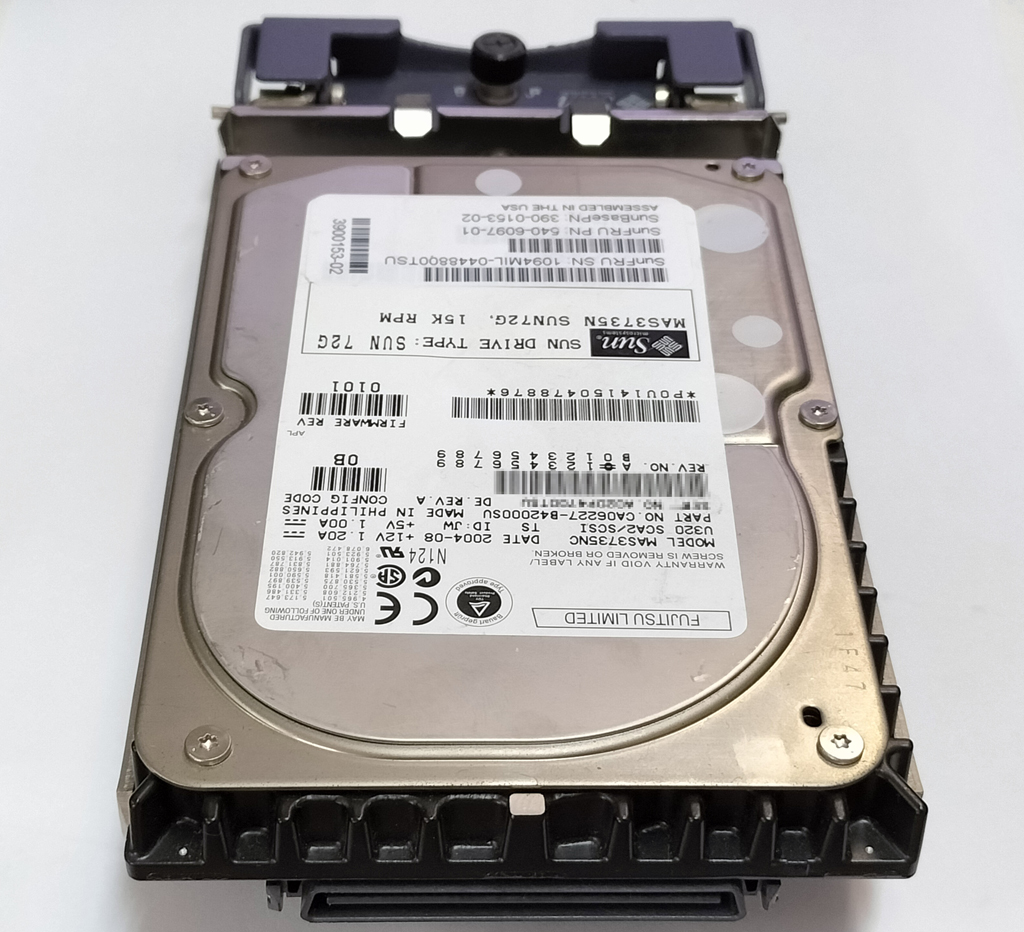 Sun 390-0153 540-6097 (Fujitsu MAS3735NC) 73GB Ultra320 SCSI SCA 15krpm マウンタ付き