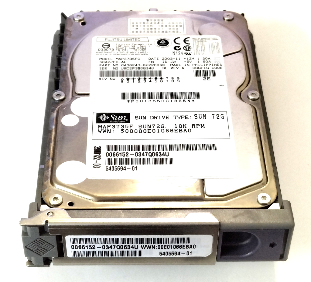 Sun 540-5694 390-0122 (Fujitsu MAP3735FC) 72GB 10000rpm マウンタ付き
